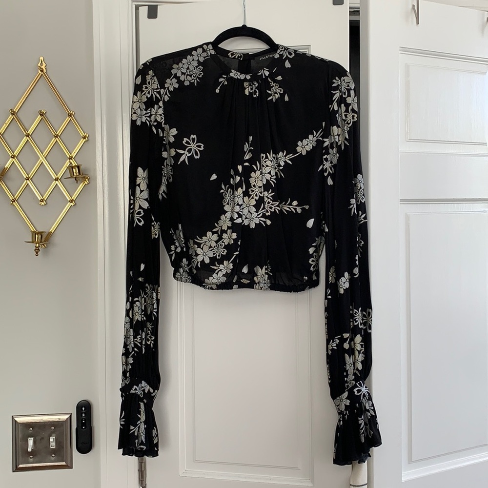 Jill Stuart metallic floral blouse